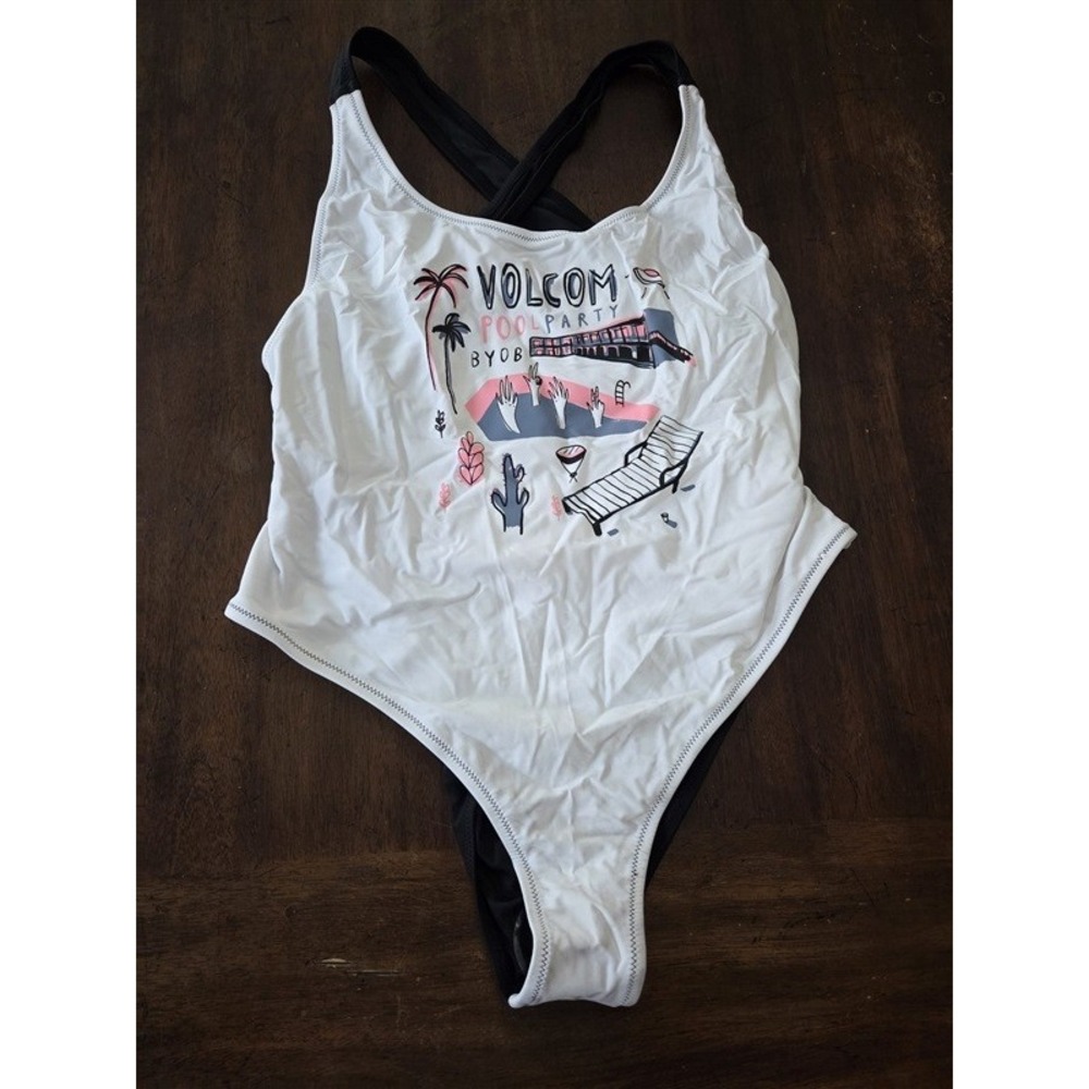 NWT Volcom XL Fresh Ink BlacK White 1Pc Plus Maillot Swimsuit 131873